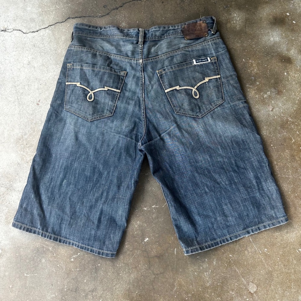 Ecko Unltd Denim Shorts Mens 38 Blue Good Baggy Y2K Streetwear Embroidered